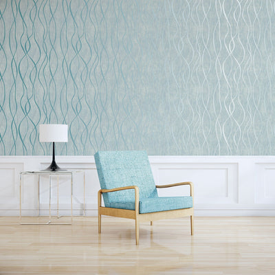 product image for Glitter Ribbons Turquoise/Metallic Wallpaper from the Special FX Collection by Galerie Wallcoverings 35