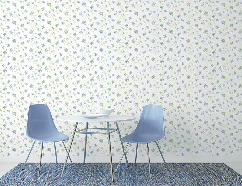 media image for Floral Branch Blue/Green Wallpaper from the Miniatures 2 Collection by Galerie Wallcoverings 265