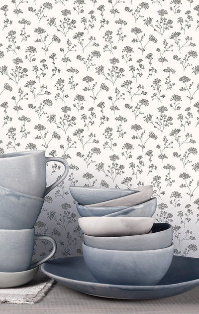 product image for Floral Black/White Wallpaper from the Miniatures 2 Collection by Galerie Wallcoverings 40