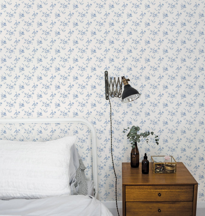 media image for Floral Trail Blue Wallpaper from the Miniatures 2 Collection by Galerie Wallcoverings 23