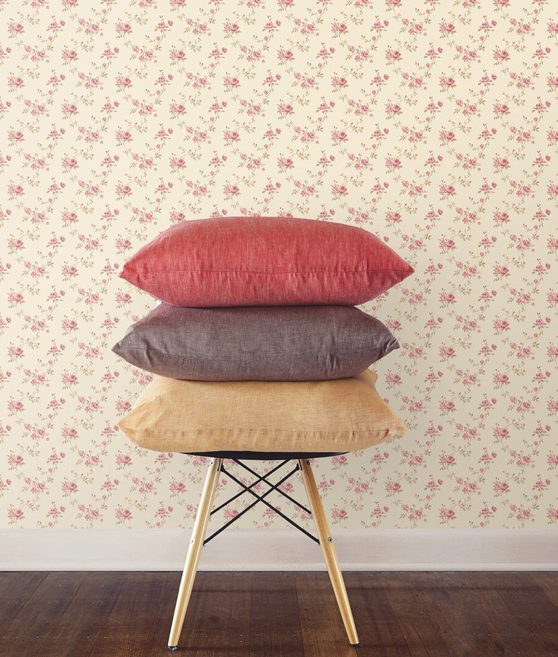 media image for Floral Trail Green/Red Wallpaper from the Miniatures 2 Collection by Galerie Wallcoverings 217