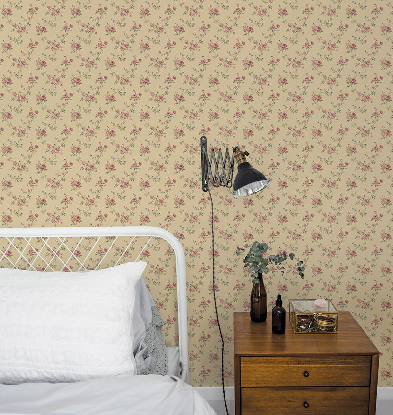 media image for Floral Trail Red/Green Wallpaper from the Miniatures 2 Collection by Galerie Wallcoverings 258