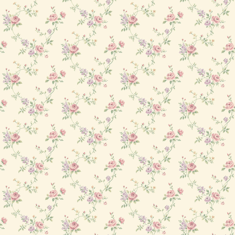 media image for Floral Trail Pink/Purple Wallpaper from the Miniatures 2 Collection by Galerie Wallcoverings 211