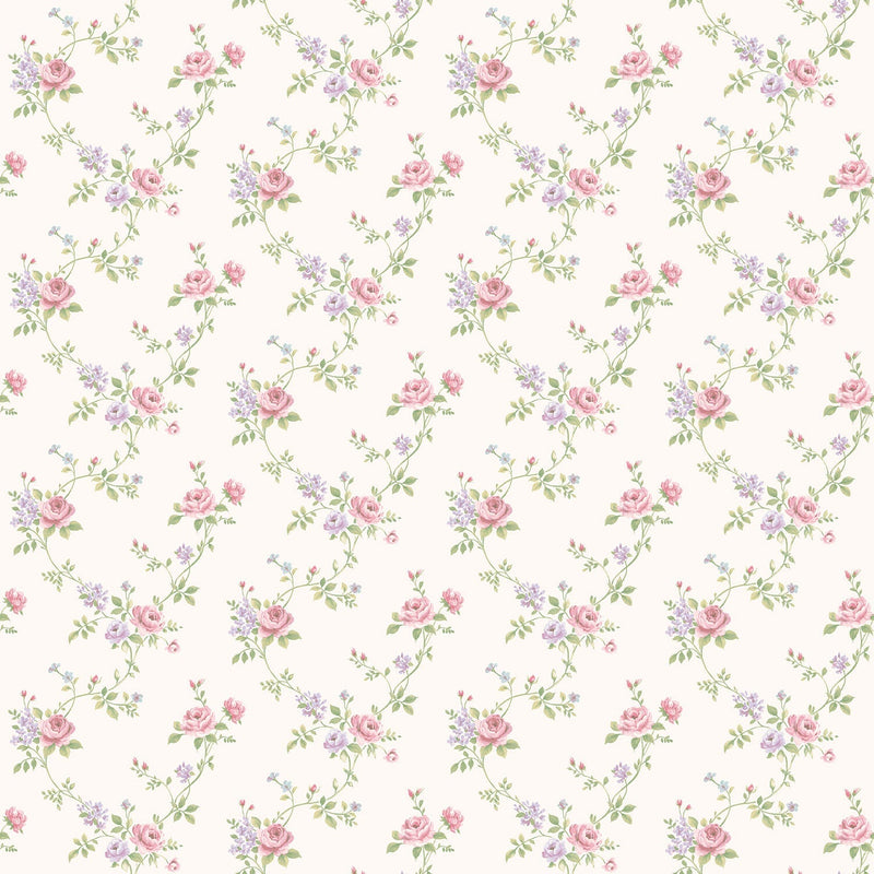 media image for Floral Trail Pink Multi Wallpaper from the Miniatures 2 Collection by Galerie Wallcoverings 292