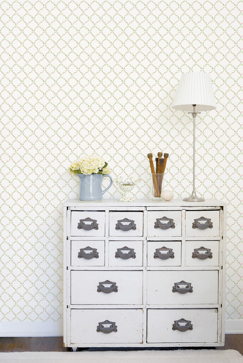 media image for Trellis Red/Green Wallpaper from the Miniatures 2 Collection by Galerie Wallcovering 292