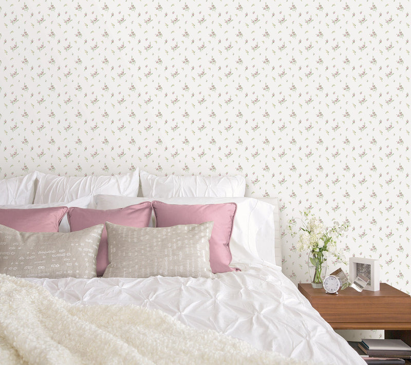 media image for Tiny Roses Pink Multi Wallpaper from the Miniatures 2 Collection by Galerie Wallcoverings 23