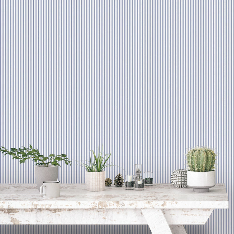 media image for Striped Blue Wallpaper from the Miniatures 2 Collection by Galerie Wallcoverings 26