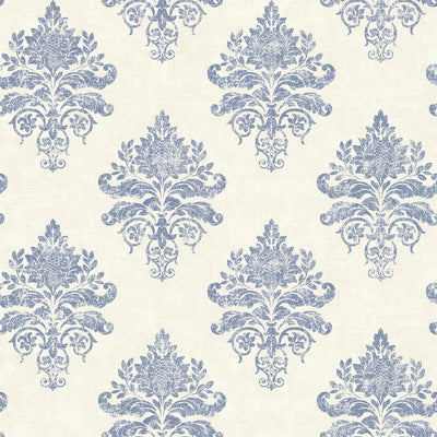 product image for Medallion Damask Wallpaper in Blue/White 47
