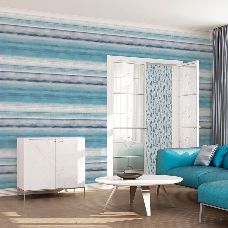 media image for Skye Stripe Turquoise Wallpaper from the Atmosphere Collection by Galerie Wallcoverings 295