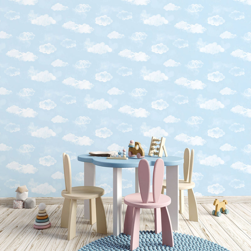 media image for Cloud Sky Blue Wallpaper from the Tiny Tots 2 Collection by Galerie Wallcoverings 294