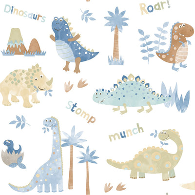 product image of Dinosaurs Blue/Beige Wallpaper from the Tiny Tots 2 Collection by Galerie Wallcoverings 510