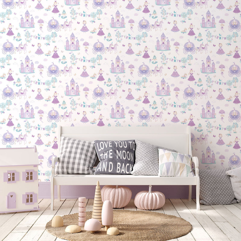 media image for Fairytale Purple/Turquoise Wallpaper from the Tiny Tots 2 Collection by Galerie Wallcoverings 271