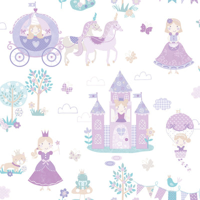 product image of Fairytale Purple/Turquoise Wallpaper from the Tiny Tots 2 Collection by Galerie Wallcoverings 522
