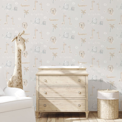 product image for Jungle Friends Greige/Tan Wallpaper from 73
