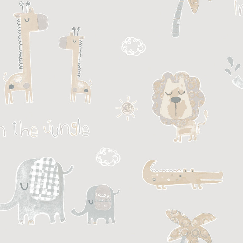 media image for Jungle Friends Greige/Tan Wallpaper from 29