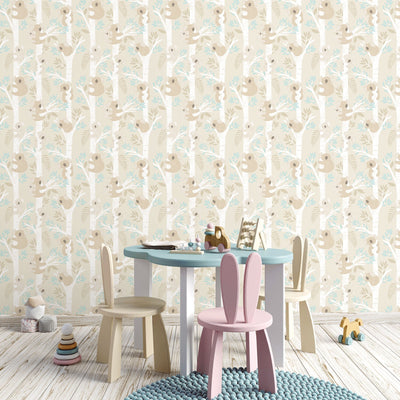 product image for Koalas Turquoise/Glitter Wallpaper from the Tiny Tots 2 Collection by Galerie Wallcoverings 4