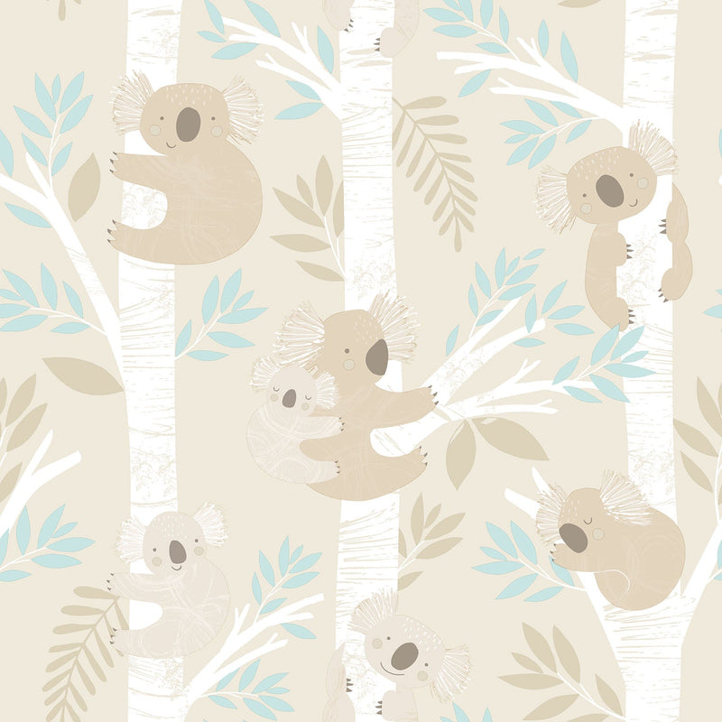 media image for Koalas Turquoise/Glitter Wallpaper from the Tiny Tots 2 Collection by Galerie Wallcoverings 281