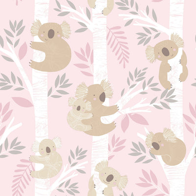 product image of Koalas Pink/Glitter Wallpaper from the Tiny Tots 2 Collection by Galerie Wallcoverings 581