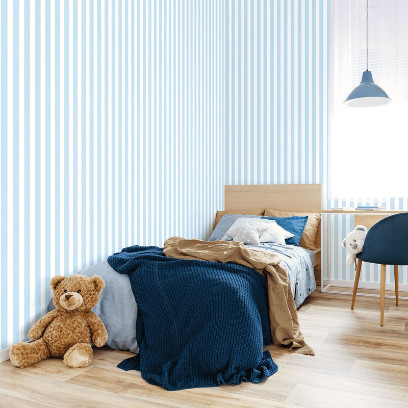 media image for Regency Stripe Sky Blue Wallpaper from the Tiny Tots 2 Collection by Galerie Wallcoverings 269