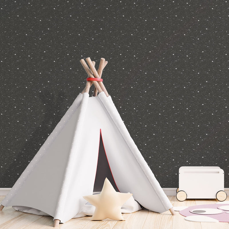 media image for Space Sidewall Black/Glitter Wallpaper from the Tiny Tots 2 Collection by Galerie Wallcoverings 288