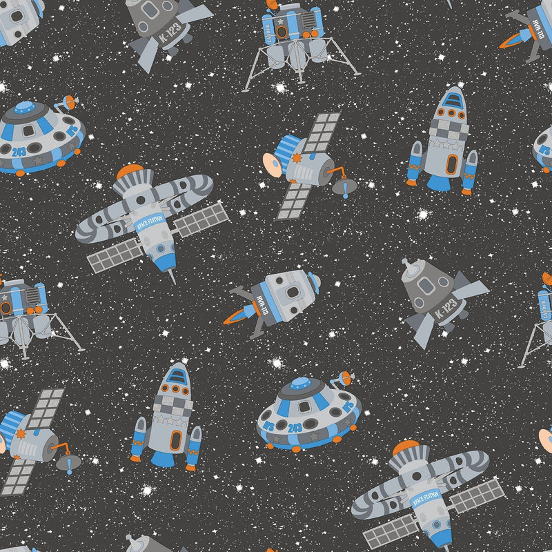 media image for Spaceships Black Multi Wallpaper from the Tiny Tots 2 Collection by Galerie Wallcoverings 253