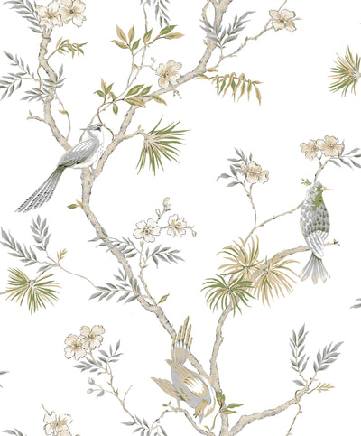 product image of Classic Bird Trail White Wallpaper from the Secret Garden Collection by Galerie Wallcoverings 53
