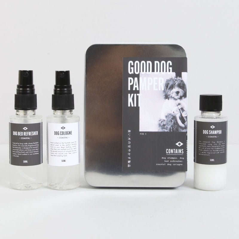 media image for good dog pamper kit tin coastal design by mens society 2 25