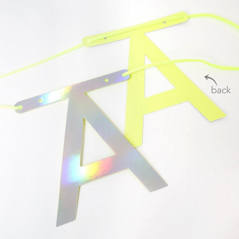 media image for silver holographic letter garland kit by meri meri 3 27