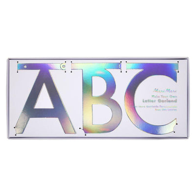 product image for silver holographic letter garland kit by meri meri 4 61