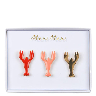 product image of lobster enamel lapel pins by meri meri 1 592
