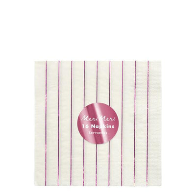 product image for metallic pink stripe large napkins by meri meri 2 19