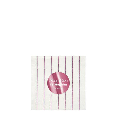 product image for metallic pink stripe small napkins by meri meri 2 8