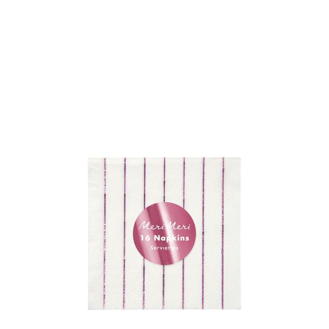 media image for metallic pink stripe small napkins by meri meri 2 278
