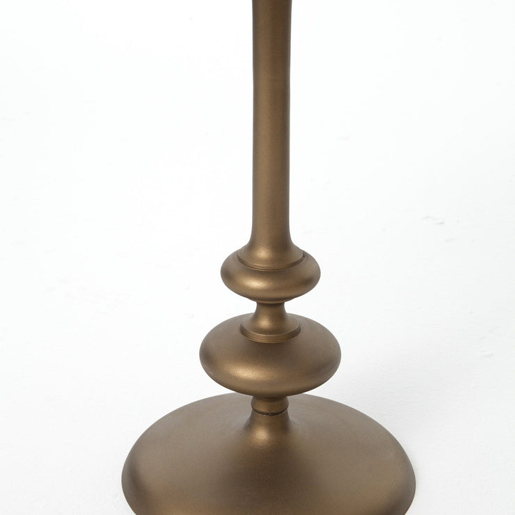 marlow matchstick pedestal table in matte brass 2