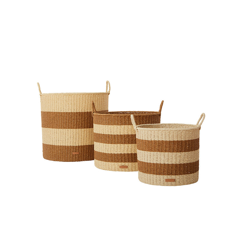 media image for gomi cylinder storage baskets 3 pcs set caramel by oyoy 2 245