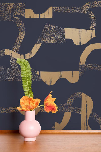 product image for La Strada Wallpaper in Gold and Charcoal by Thatcher Studio 28