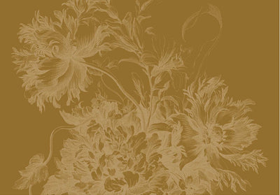 product image for Gold Metallic Wall Mural in Engraved Flowers Ochre 58