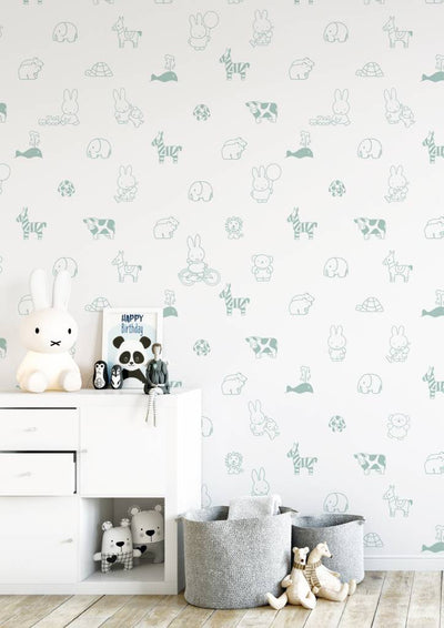 product image for Miffy Animals Kids Wallpaper in Green by KEK Amsterdam 38