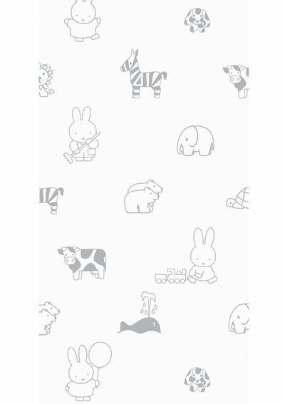 product image for Miffy Animals Kids Wallpaper in Grey by KEK Amsterdam 66