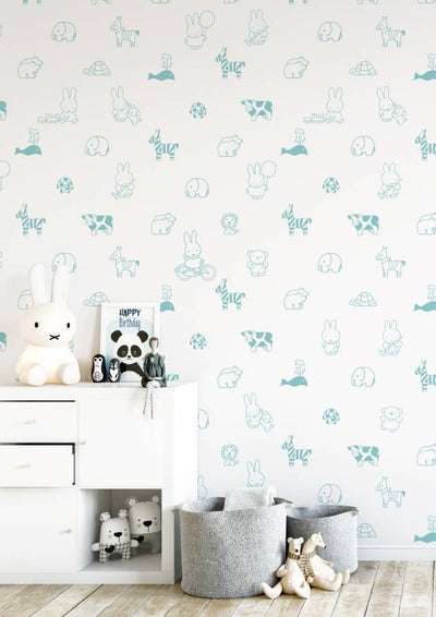 product image for Miffy Animals Kids Wallpaper in Mint by KEK Amsterdam 60