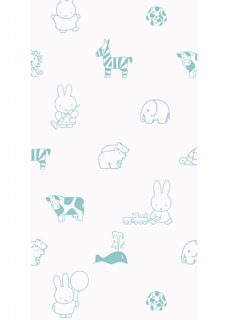 media image for Miffy Animals Kids Wallpaper in Mint by KEK Amsterdam 258