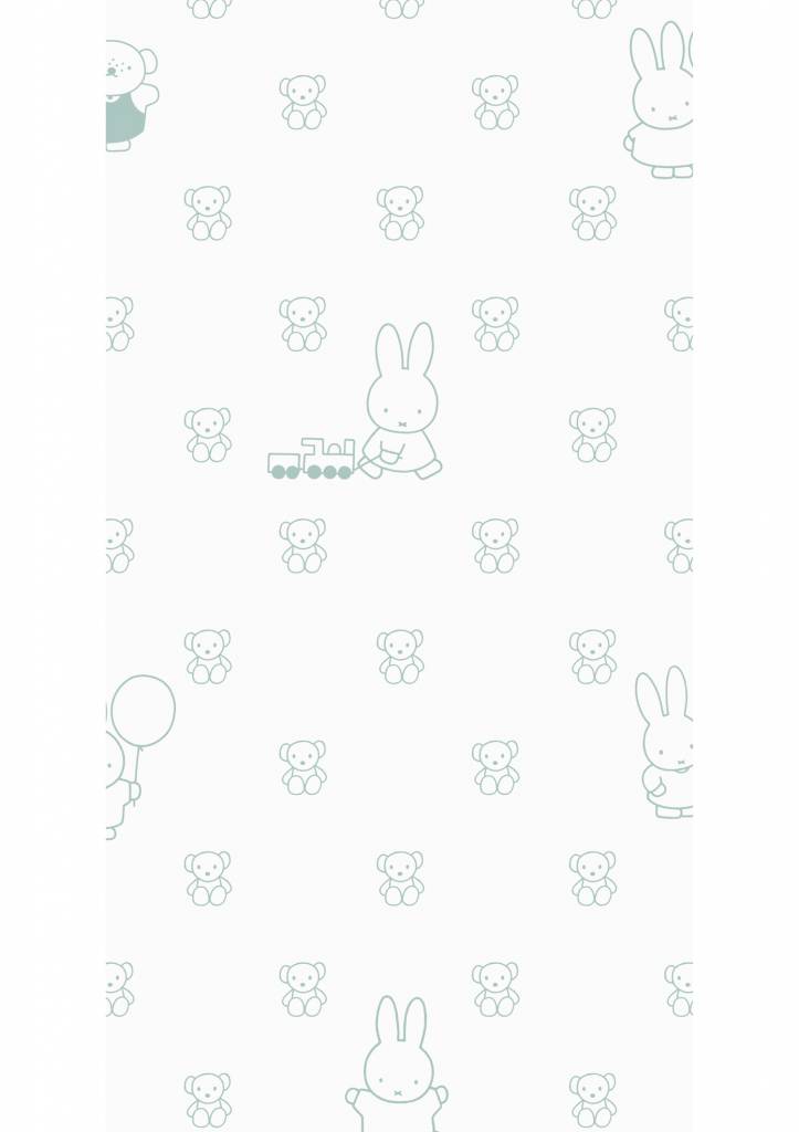 media image for Miffy Bears Kids Wallpaper in Green by KEK Amsterdam 255