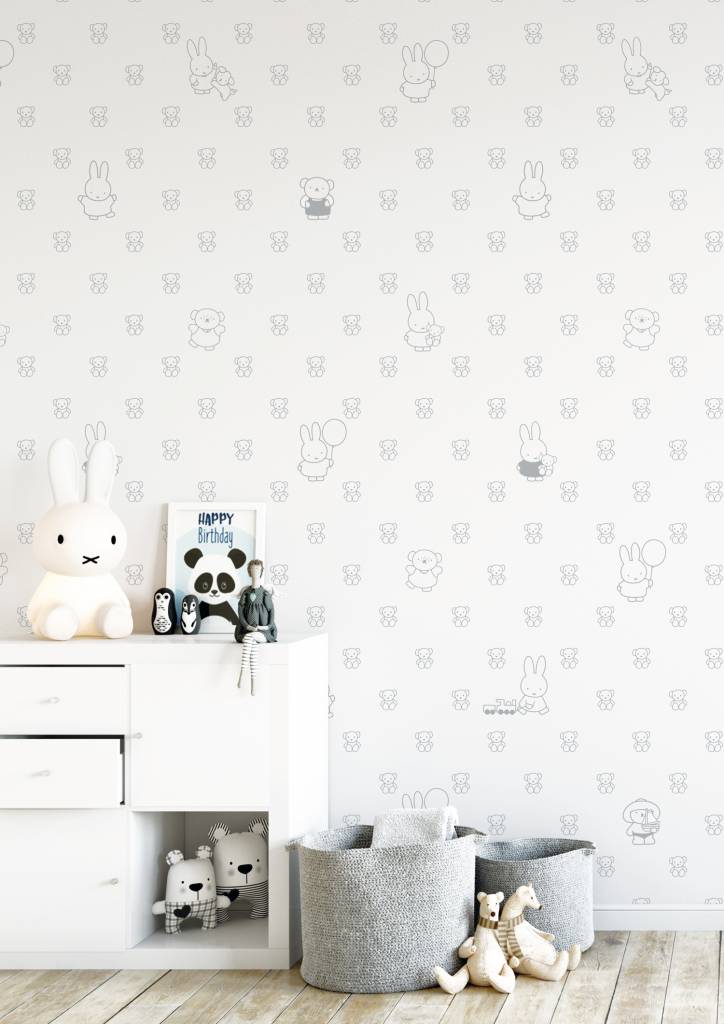 media image for Miffy Bears Kids Wallpaper in Grey by KEK Amsterdam 286