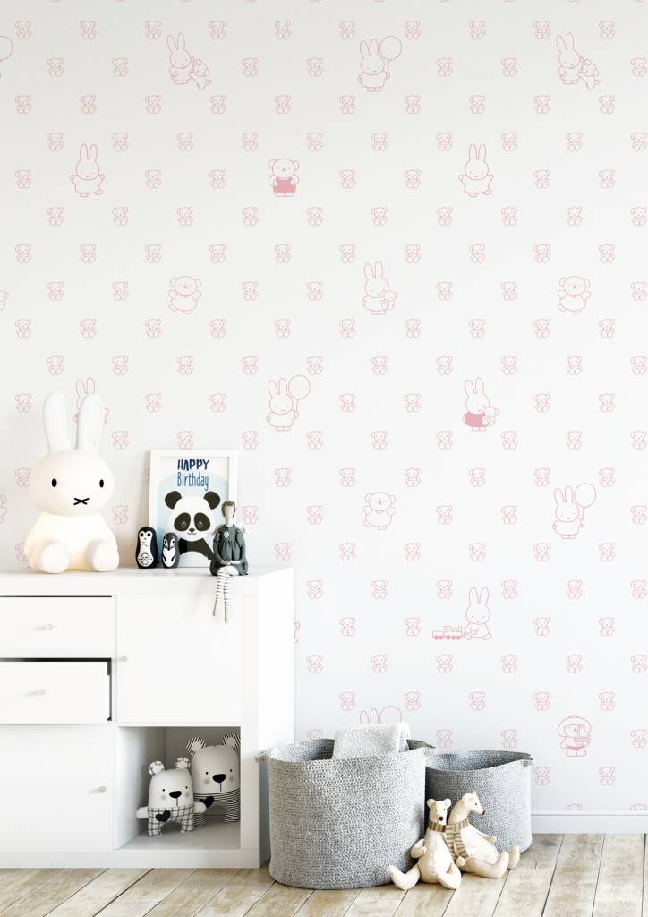 media image for Miffy Bears Kids Wallpaper in Pink by KEK Amsterdam 263