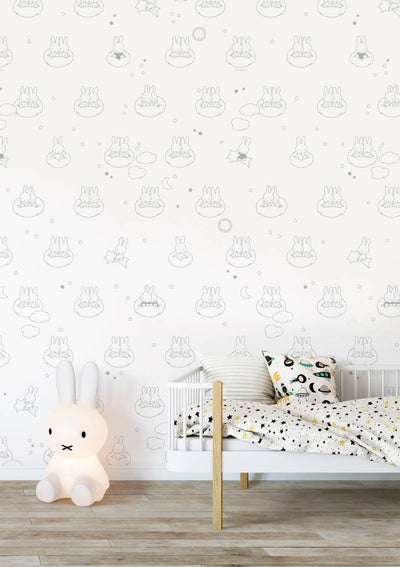 product image for Miffy Clouds Kids Wallpaper in Grey by KEK Amsterdam 0