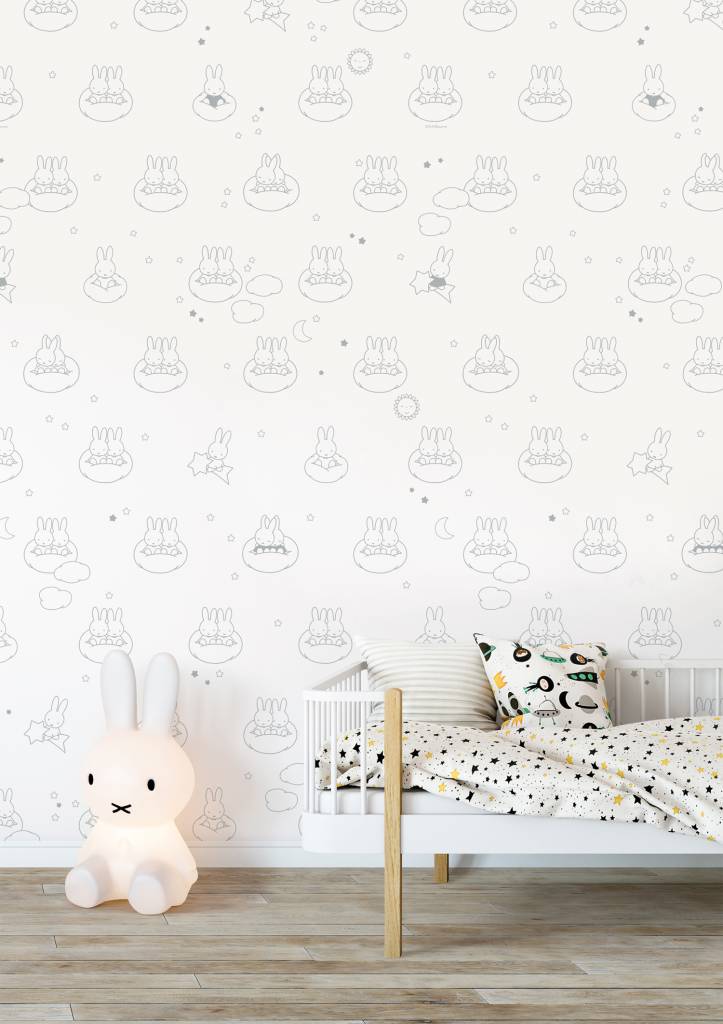 media image for Miffy Clouds Kids Wallpaper in Grey by KEK Amsterdam 21