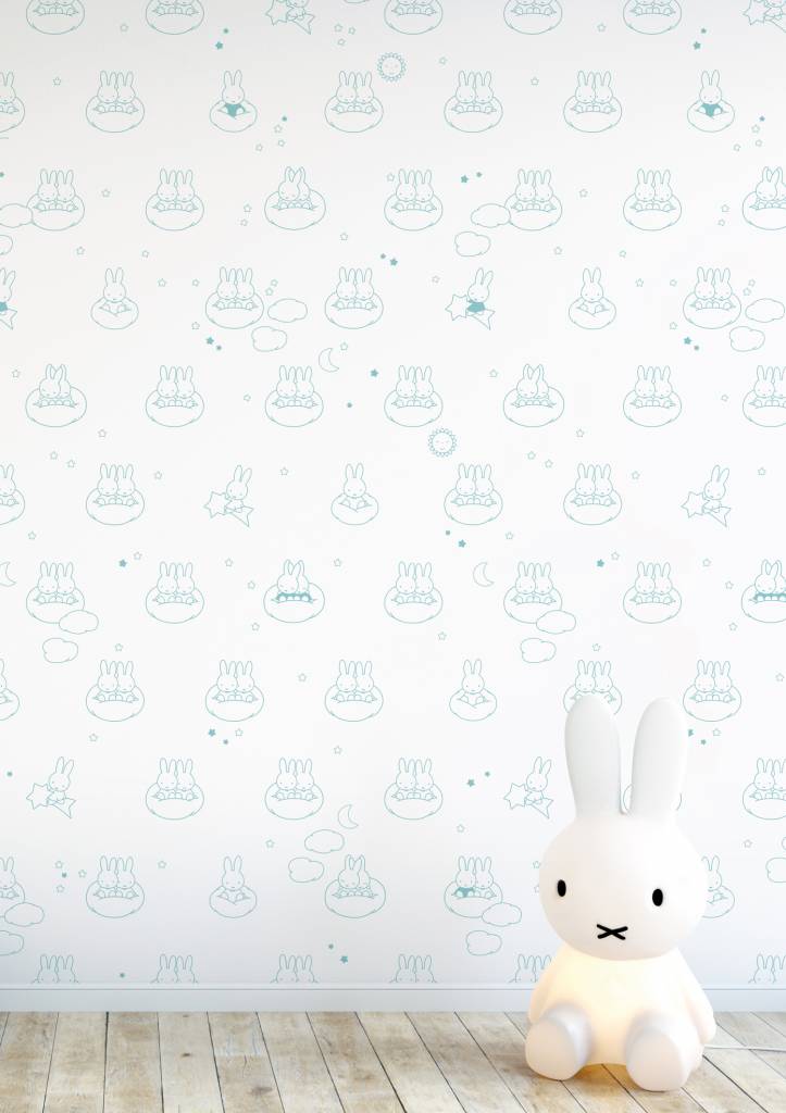 media image for Miffy Clouds Kids Wallpaper in Mint by KEK Amsterdam 222