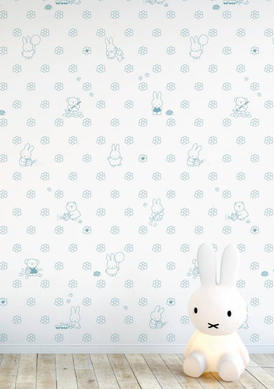 product image for Miffy Flowers Kids Wallpaper in Blue by KEK Amsterdam 61