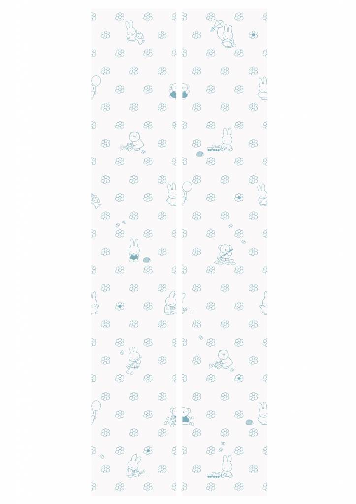 media image for Miffy Flowers Kids Wallpaper in Blue by KEK Amsterdam 261