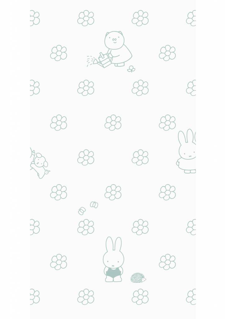 media image for Miffy Flowers Kids Wallpaper in Green by KEK Amsterdam 237